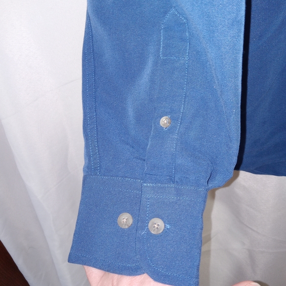 Wrangler George Strait Shirt Mens Size L Blue Button Down Long Sleeve Rayon - Picture 4 of 10